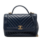 CC Chevron Aged Calfskin Top Handle Flap