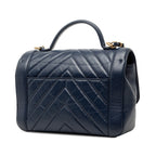 CC Chevron Aged Calfskin Top Handle Flap