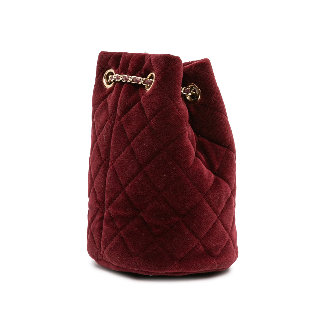 Mini Velvet Crystal Pearl Crush Bucket Bag