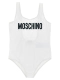 Moschino Kid Teen Logo-Lettering One-Piece Swimsuit — White