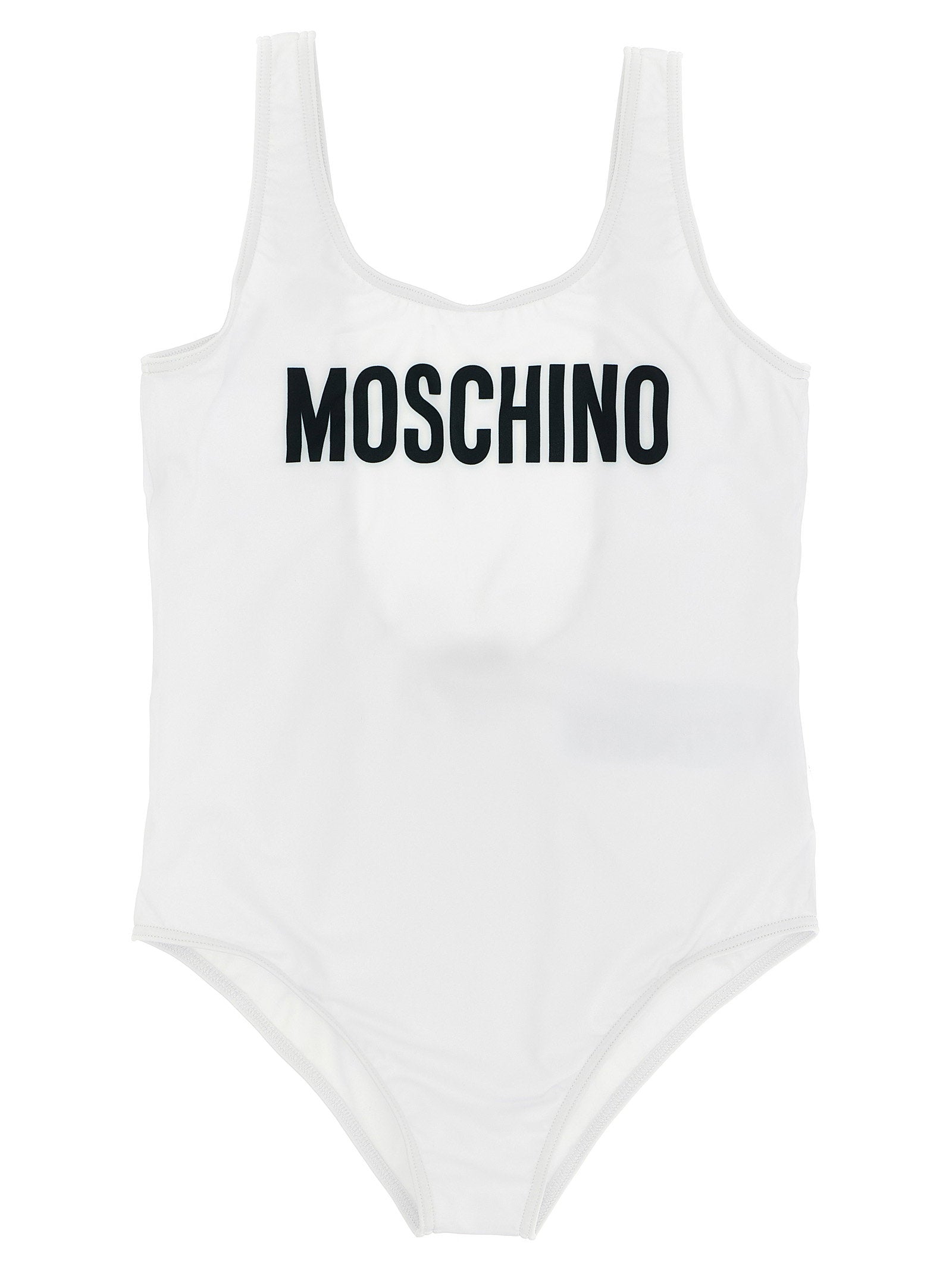 Moschino Kid Teen Logo-Lettering One-Piece Swimsuit — White