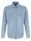 Tom Ford Chambray Denim Western Shirt — Blue