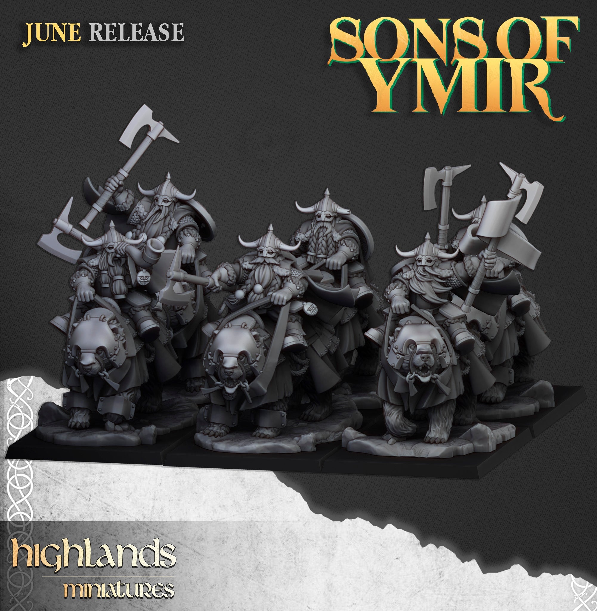 Mounted Heavy Dwarves, Highlands Miniatures