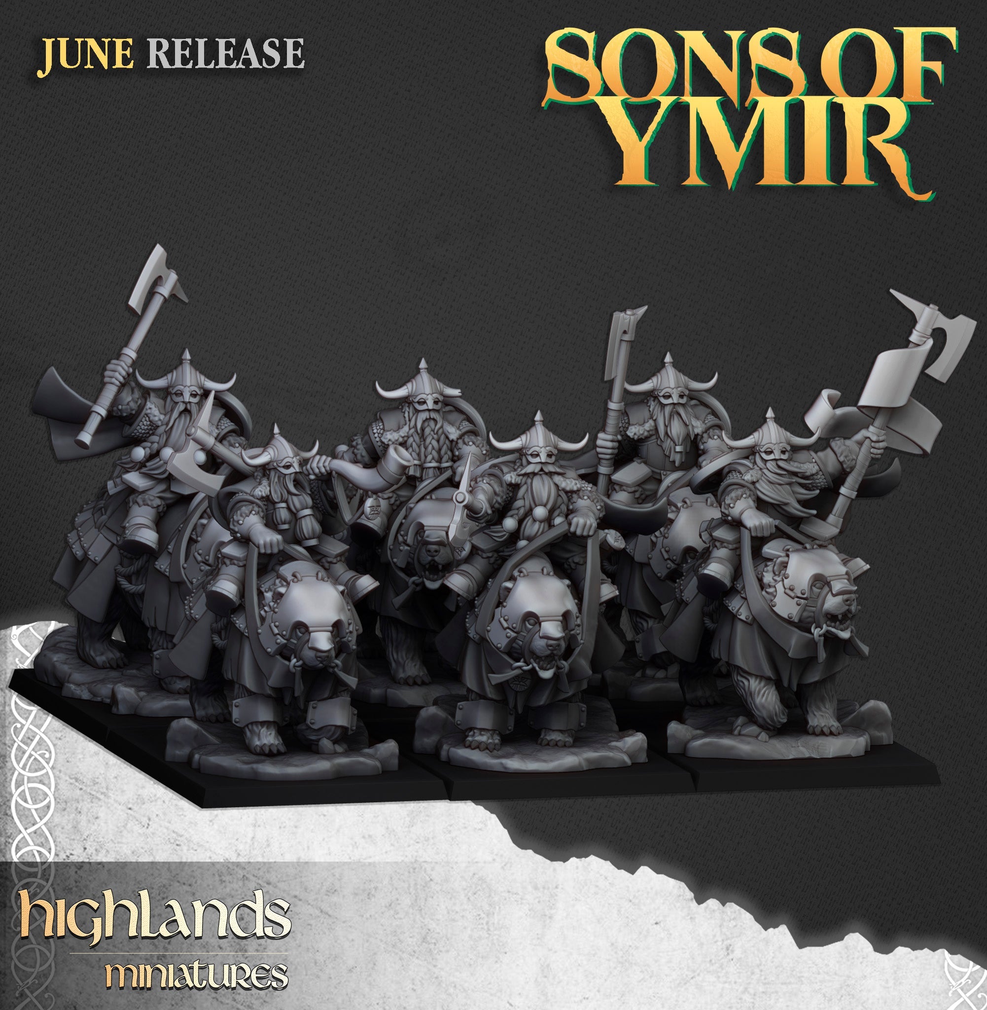 Mounted Heavy Dwarves, Highlands Miniatures
