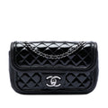 Small Quilted Patent and Lambskin Trimmed Classic Twist Flap