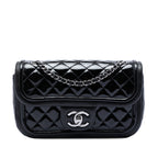 Small Quilted Patent and Lambskin Trimmed Classic Twist Flap