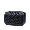 Small Quilted Patent and Lambskin Trimmed Classic Twist Flap