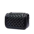 Small Quilted Patent and Lambskin Trimmed Classic Twist Flap