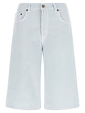Haikure Cotton-Linen Twill Bermuda Shorts — Light Blue