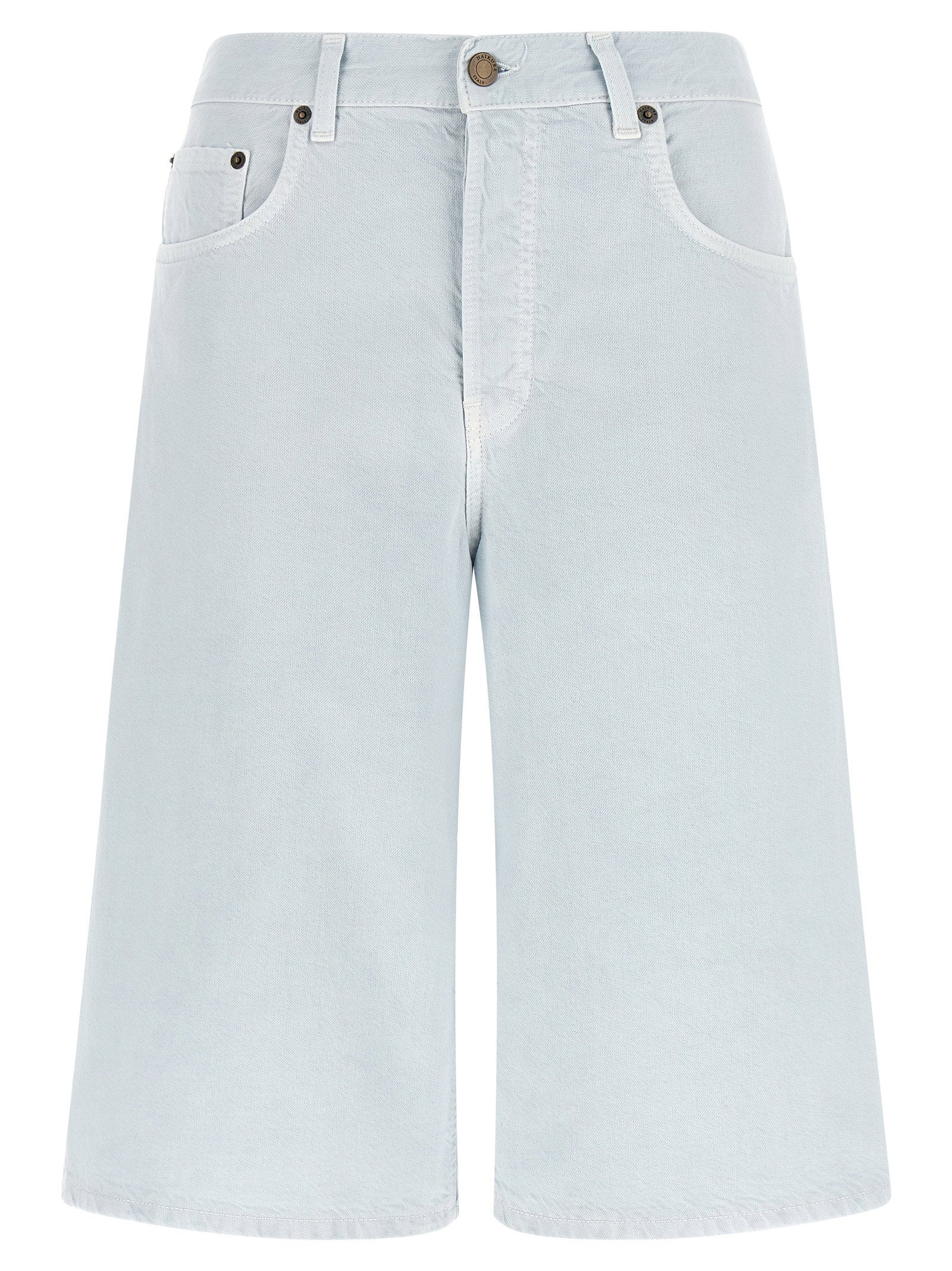 Haikure Cotton-Linen Twill Bermuda Shorts — Light Blue