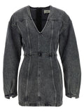 Haikure Cotton Denim Mini Dress — Charcoal