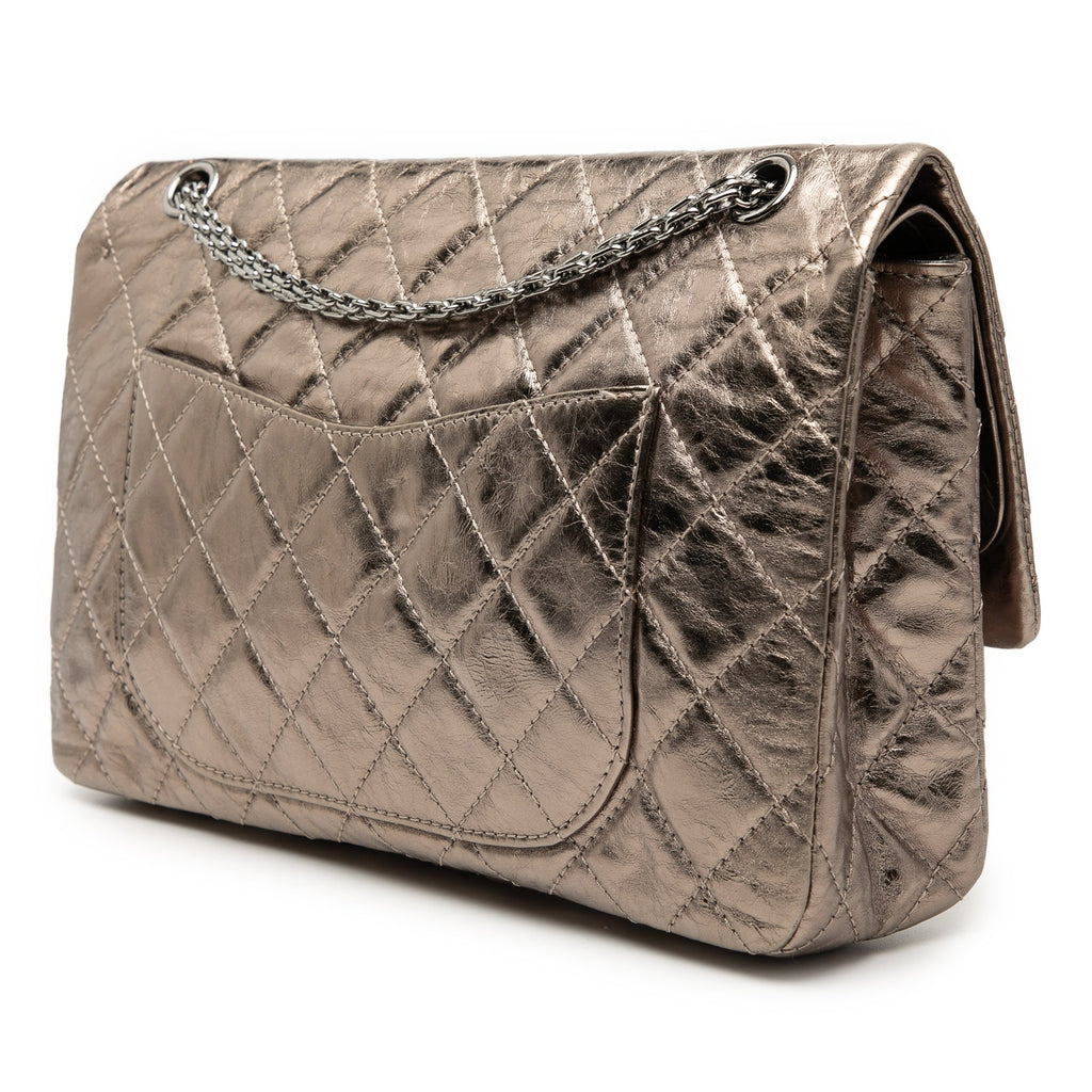 Metallic Aged Calfskin Reissue 2.55 Double Flap 227