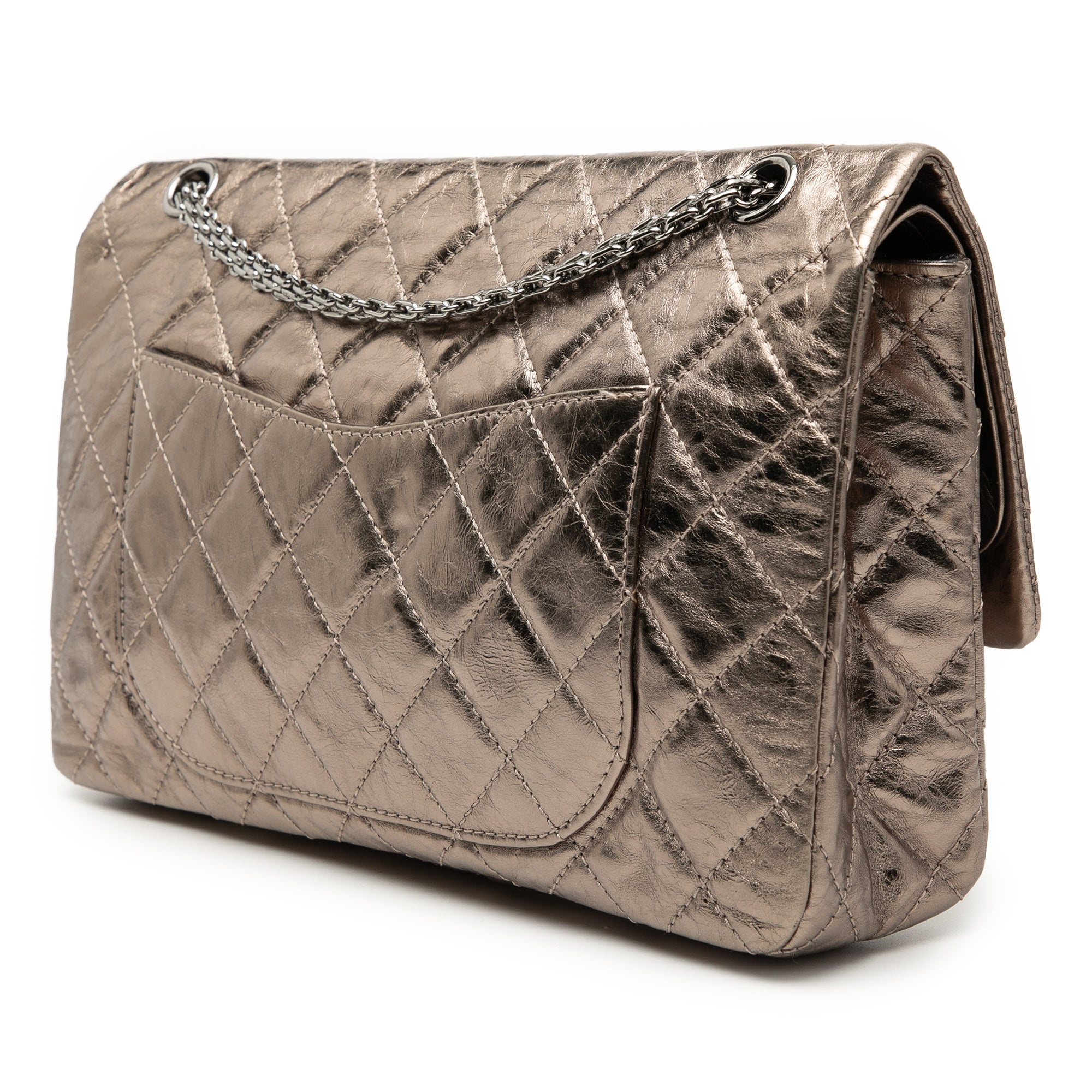 Metallic Aged Calfskin Reissue 2.55 Double Flap 227