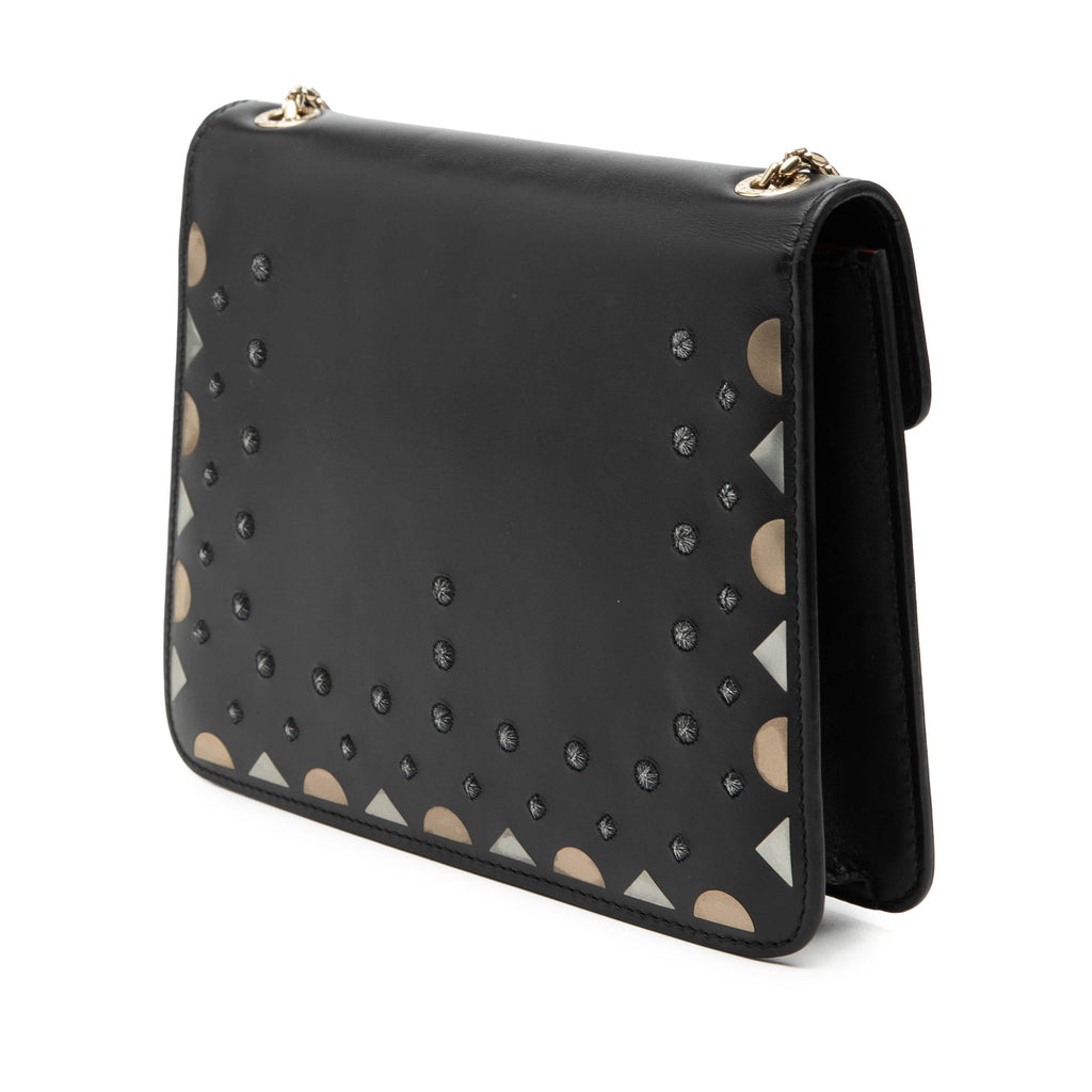 Small Studded Leather Laser Cut Square Serpenti Forever Chain Crossbody