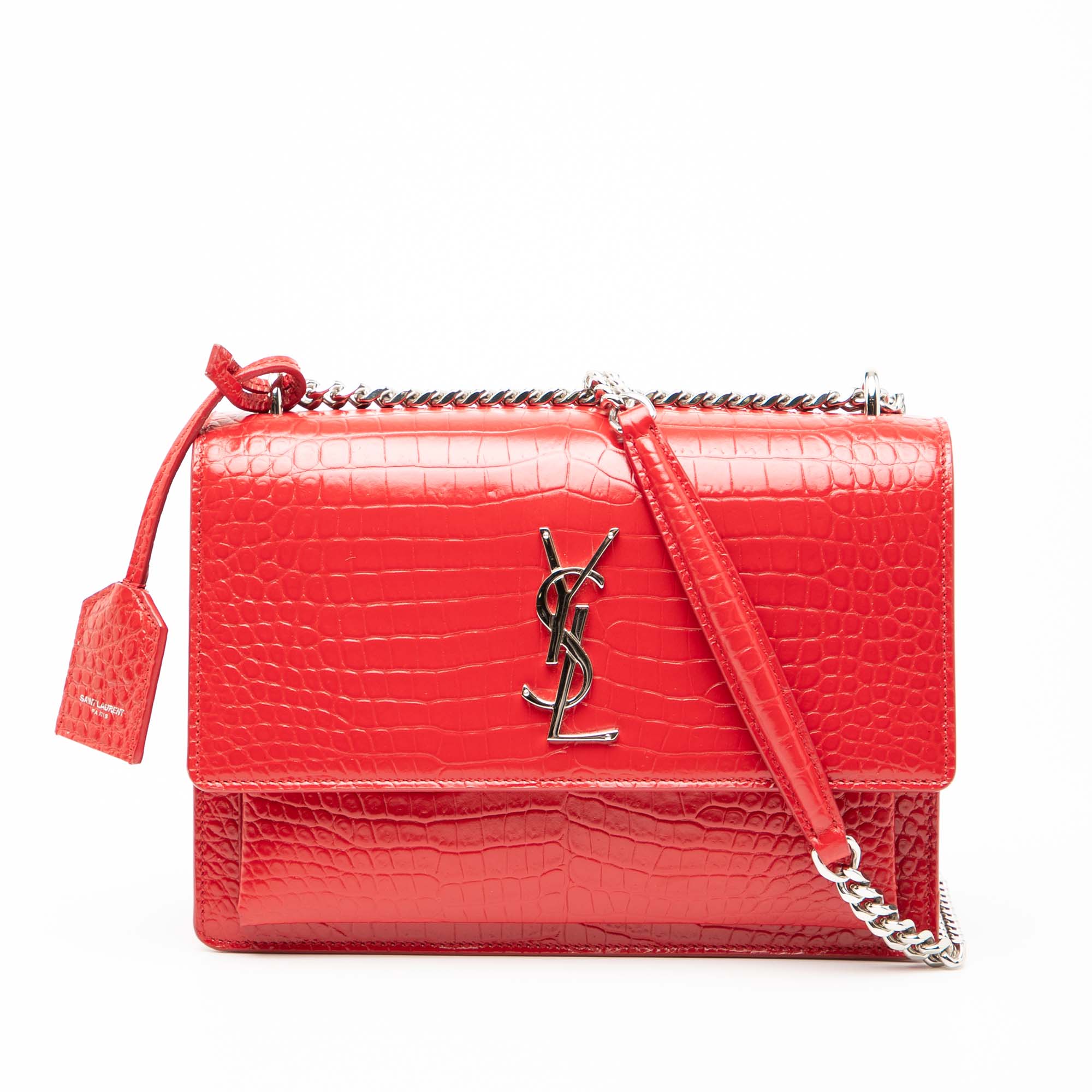 Medium Croc Embossed Leather Monogram Sunset Crossbody