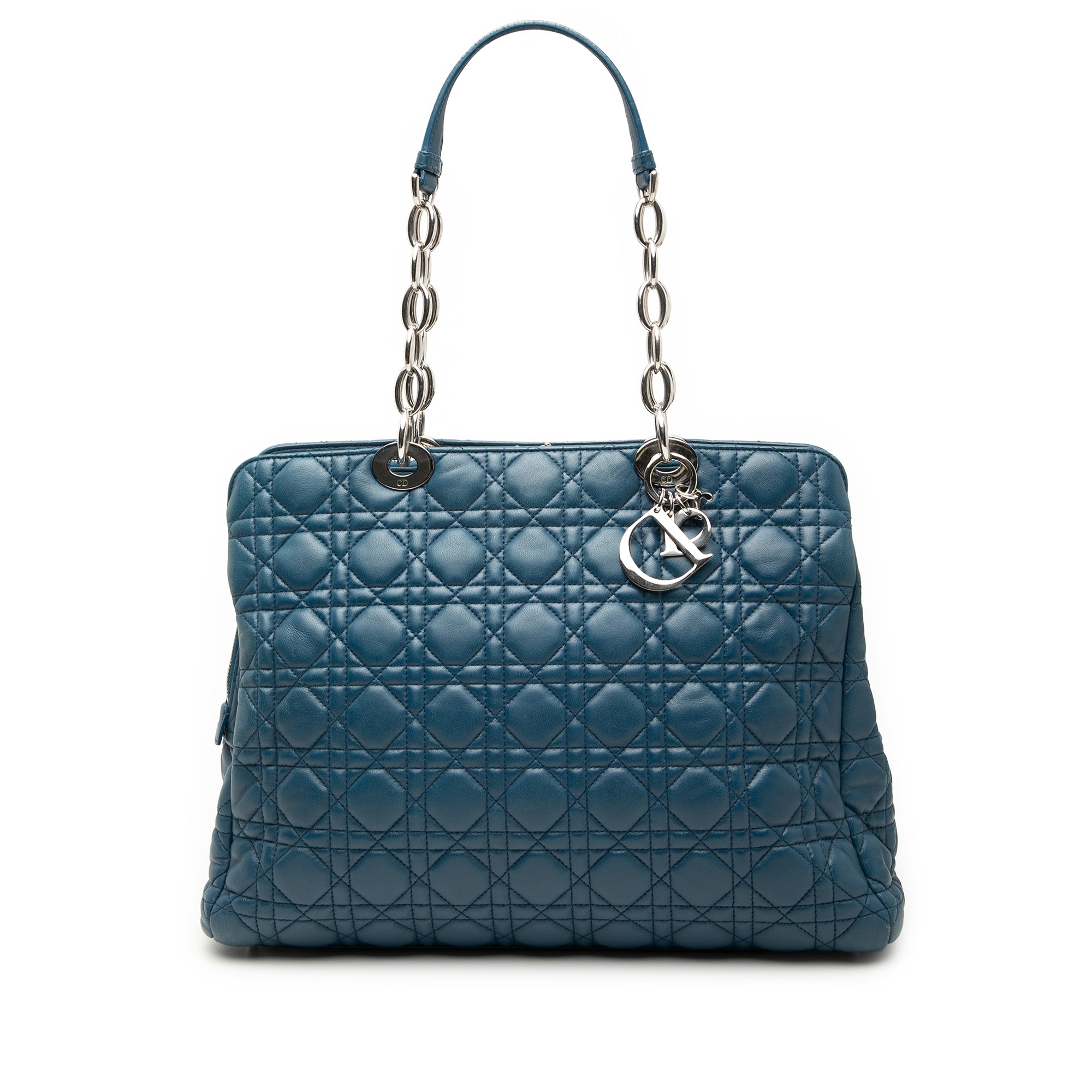 Large Lambskin Cannage Soft Zipped Lady Dior Shopping Tote
