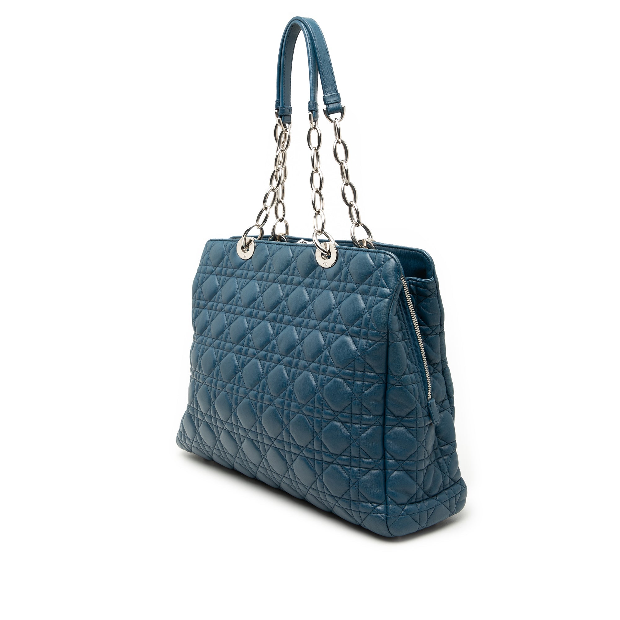 Large Lambskin Cannage Soft Zipped Lady Dior Shopping Tote