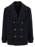 Balmain Virgin Wool Double-Breasted Coat — Black