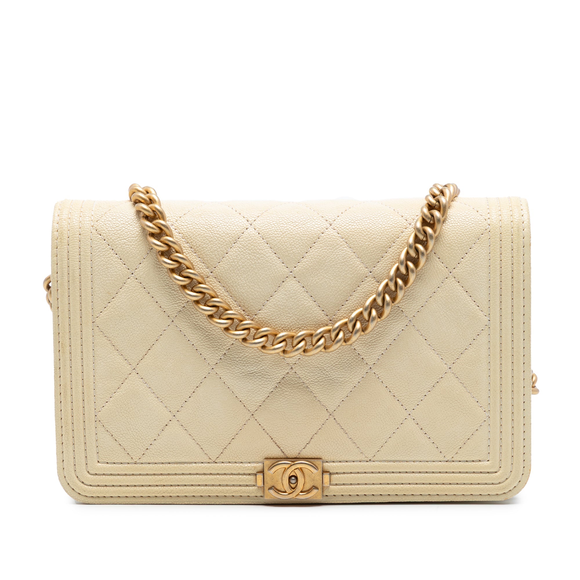 Quilted Caviar Boy Wallet on Chain