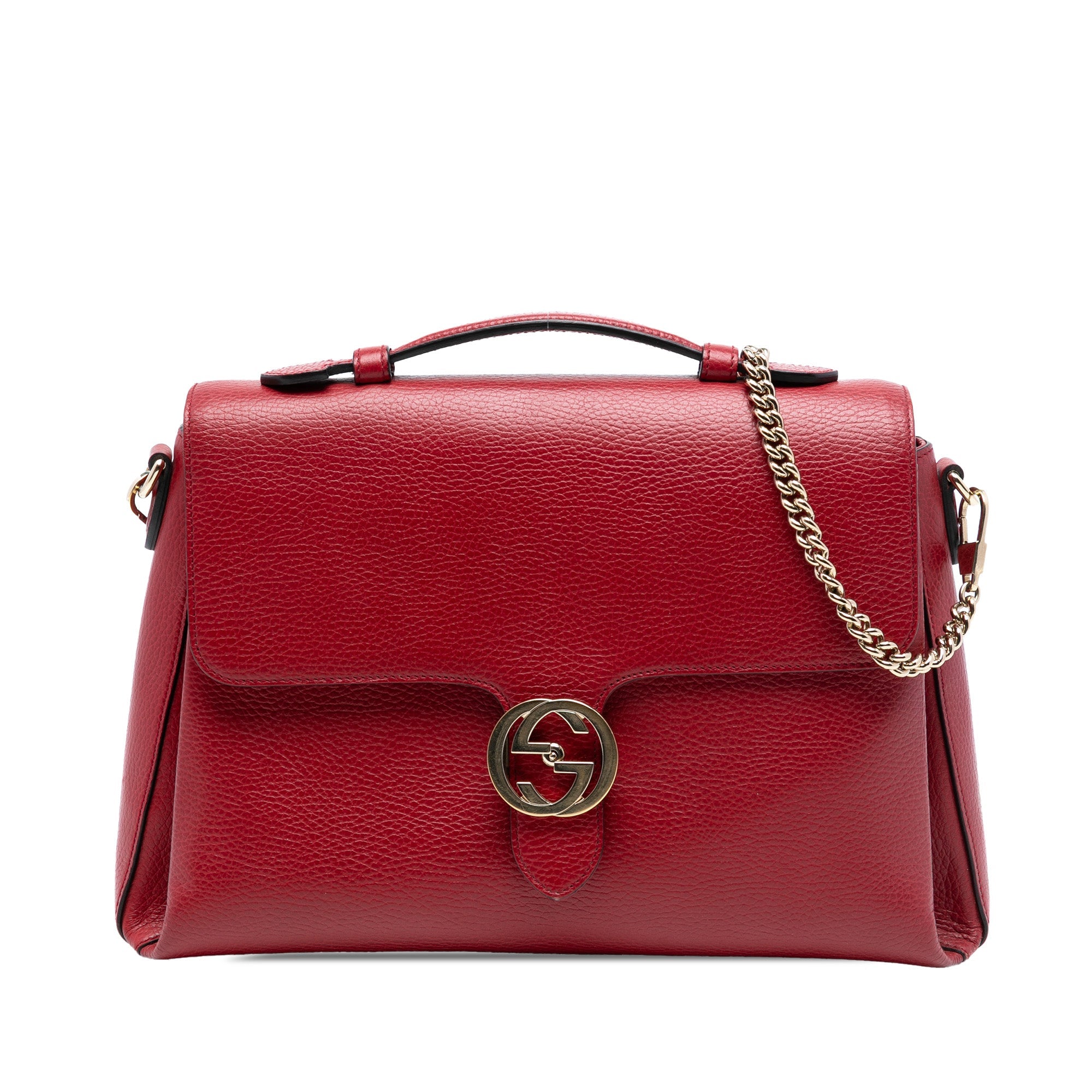 Medium Dollar Calf Interlocking G Satchel