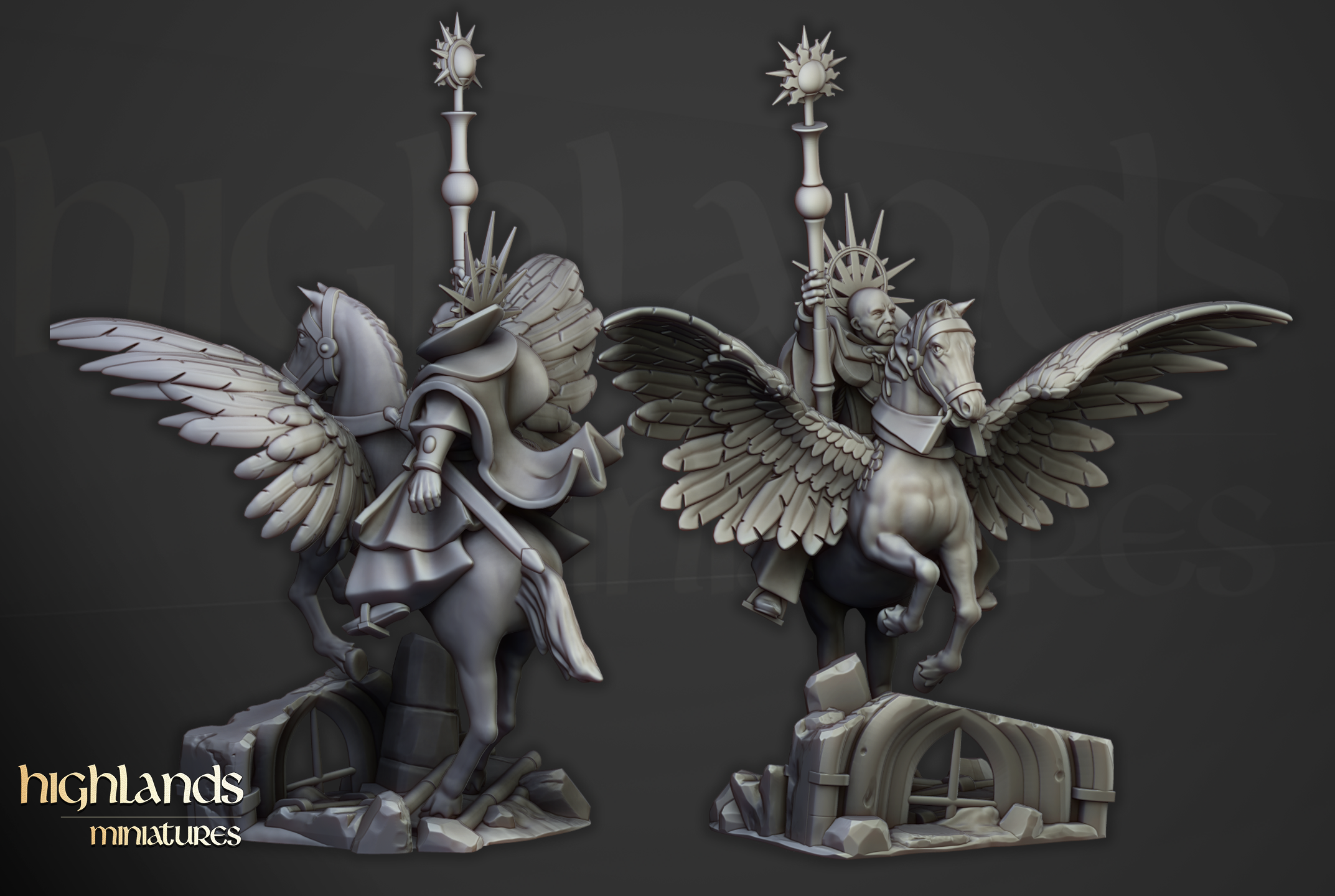 Wizard on Pegasus, Highlands Miniatures