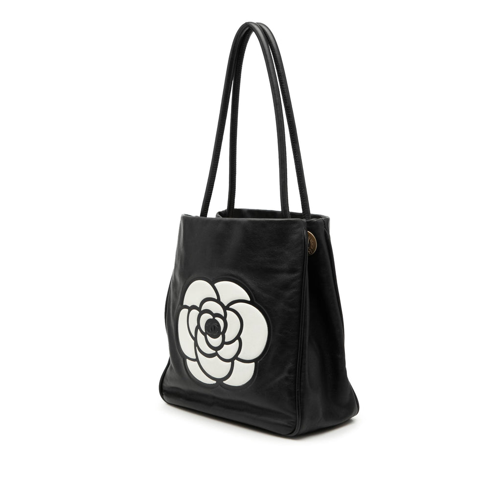 Lambskin Embossed Camellia Logo Tote