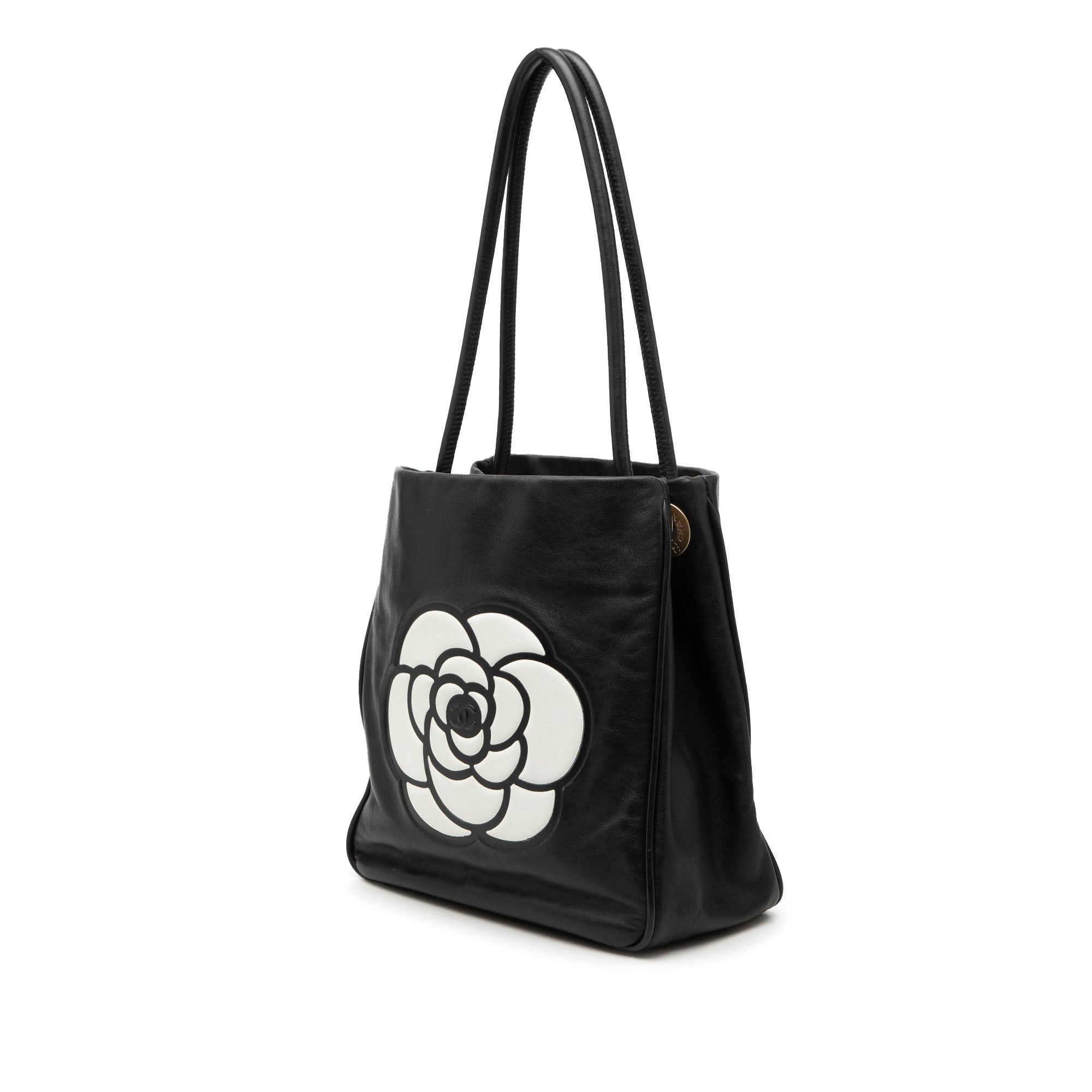 Lambskin Embossed Camellia Logo Tote