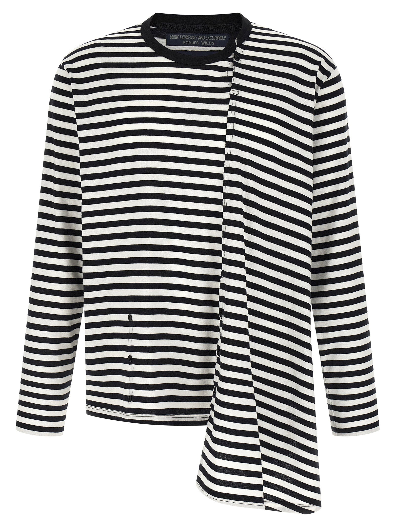 Yohji Yamamoto Paneled Striped Cotton Sweater — Black