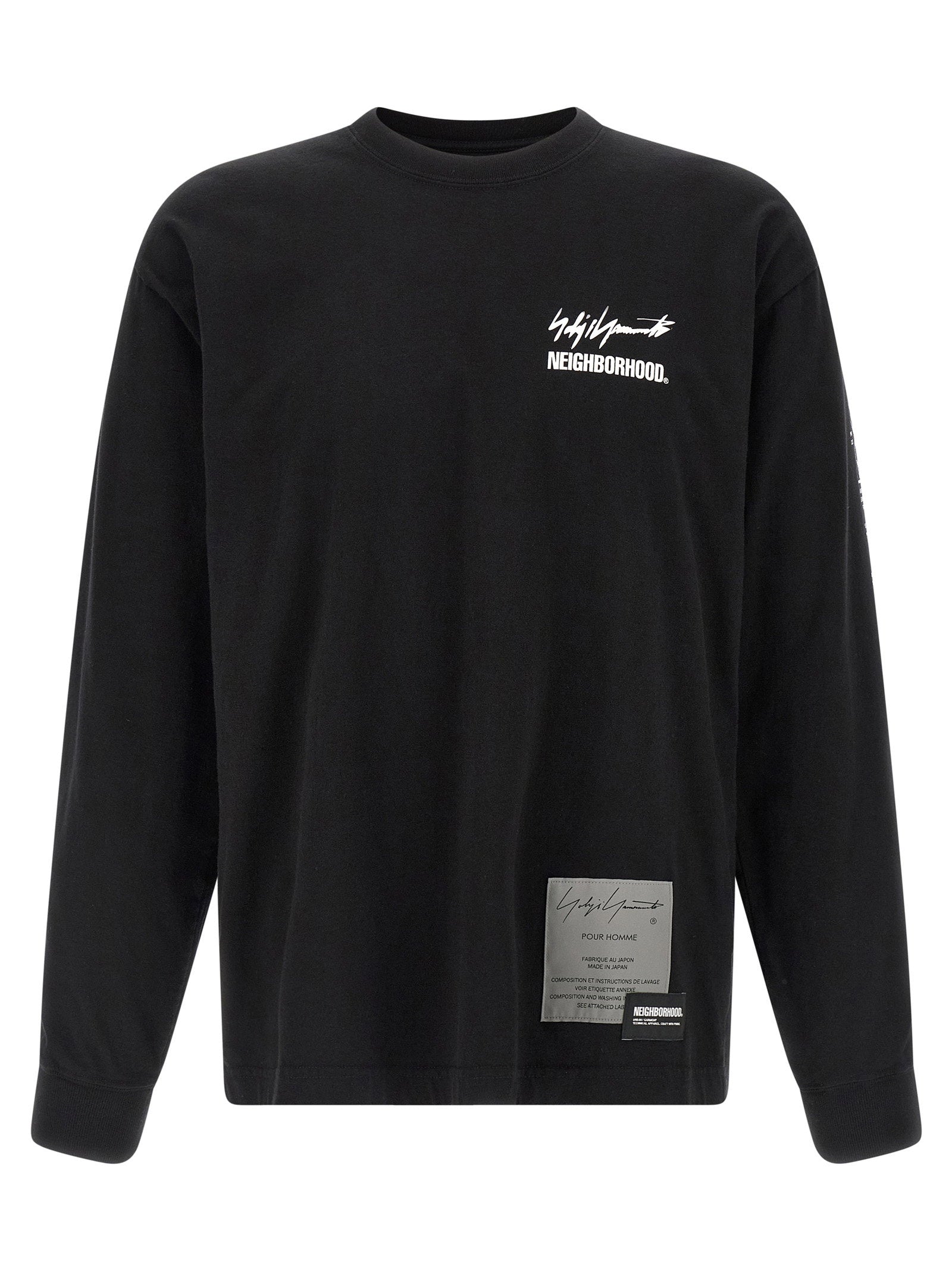 Yohji Yamamoto Logo-Print Cotton Long-Sleeve T-Shirt — Black