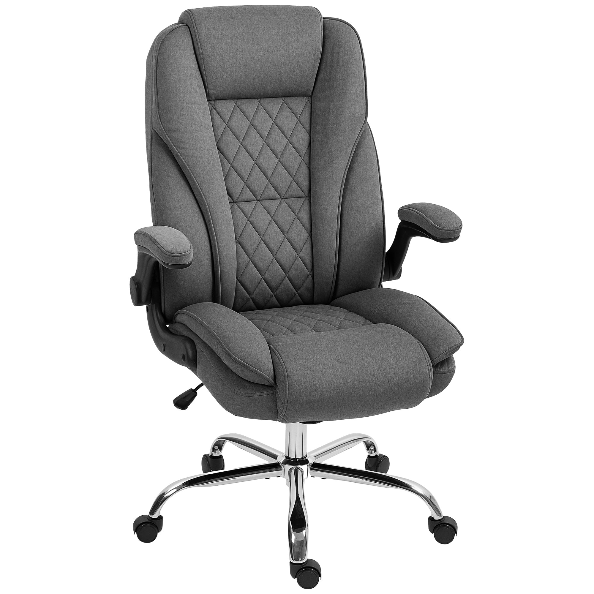 High Back Office Chair, Executive Desk Chair with Swivel Wheels, Modern Diamond Fabric Computer Gaming Chair, Dark Grey