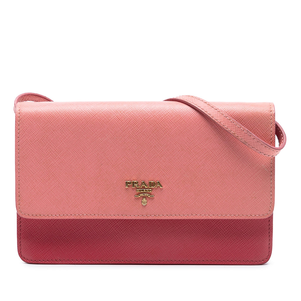 Bicolor Saffiano Lux Wallet On Strap