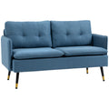 55" Tufted Loveseat for Living Room, Small Spaces Compact Sofa, Dark Blue