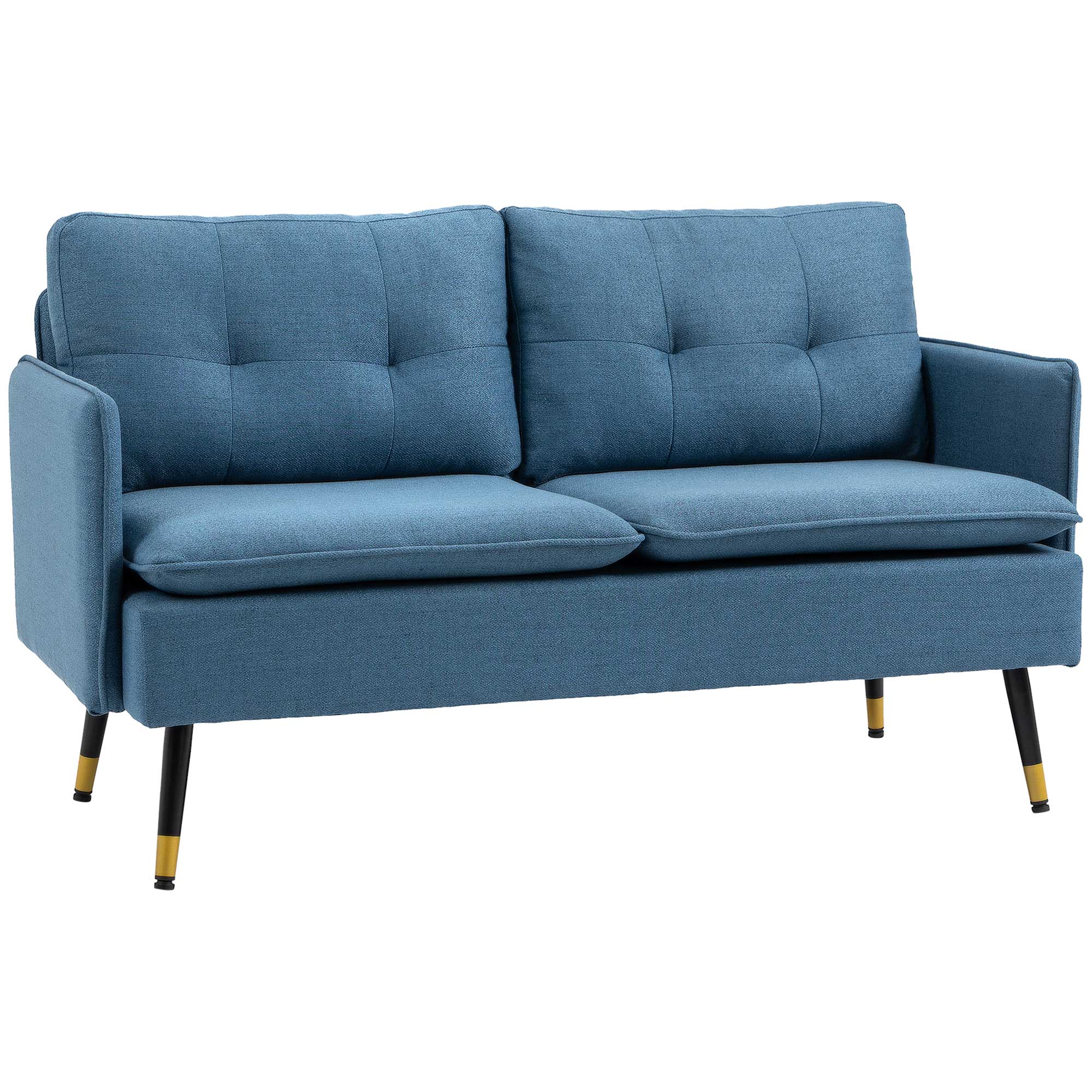 55" Tufted Loveseat for Living Room, Small Spaces Compact Sofa, Dark Blue