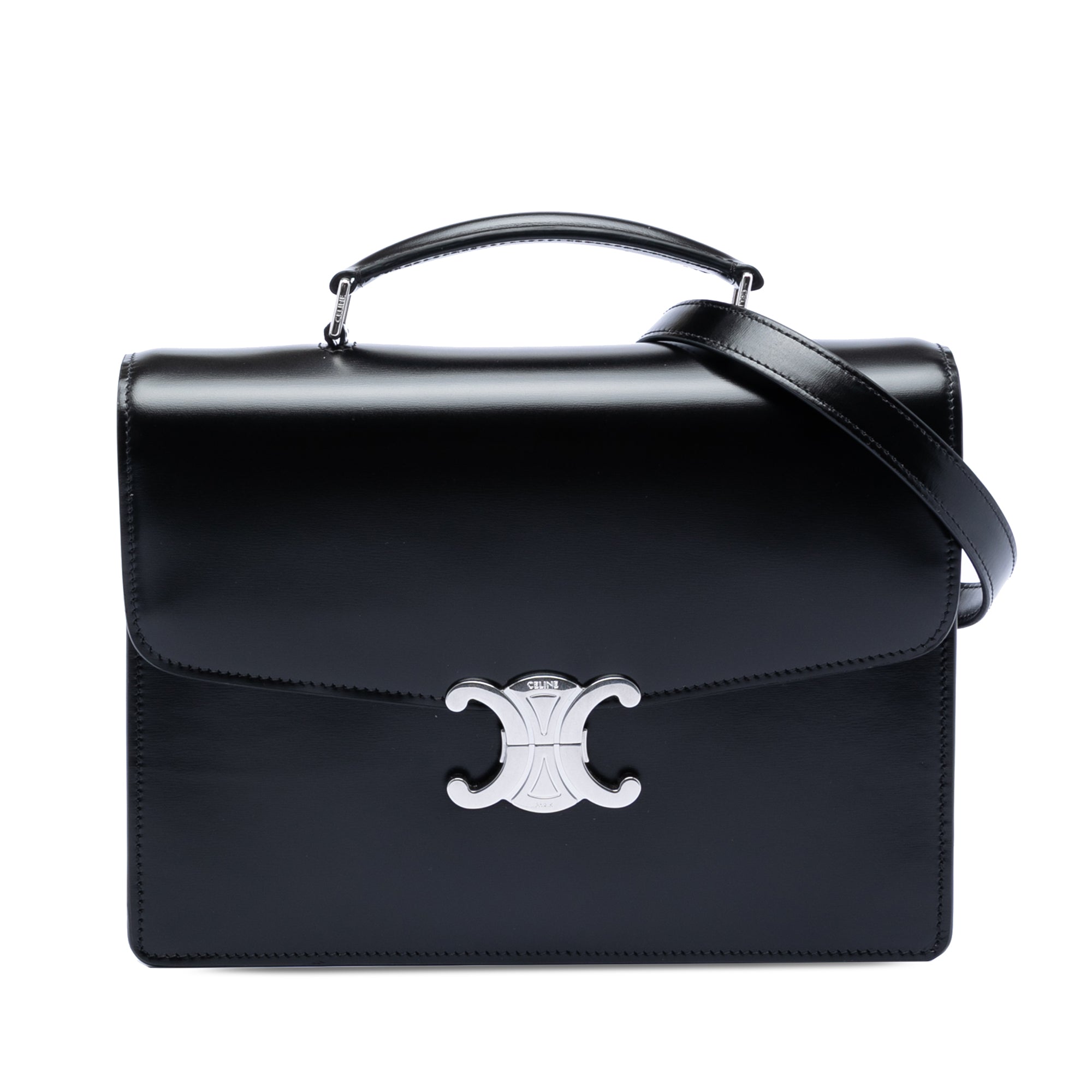 Small Shiny Calfskin Triomphe Cartable Satchel