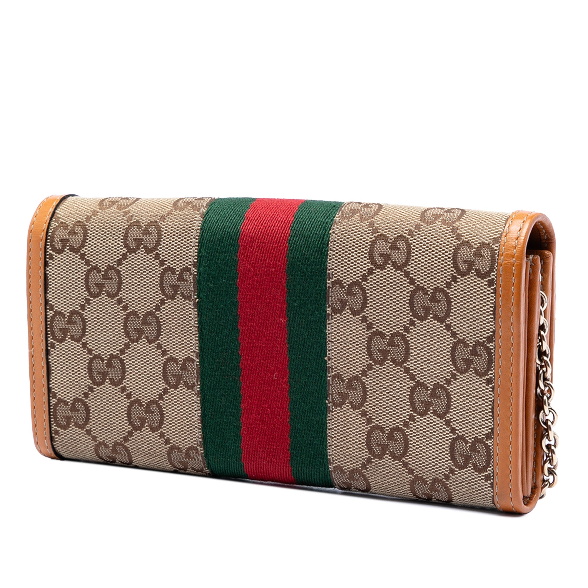 GG Canvas Web Horsebit Wallet on Chain