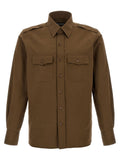 Tom Ford Military Cotton-Blend Shirt — Taupe