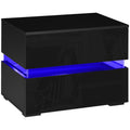 LED Nightstand with 2 Drawers, Bedside Table with 16-Colour Adjustable Lights, Black