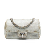 Mini Rectangular Iridescent Calfskin Strass Embellished Single Flap