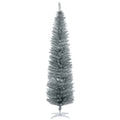 7FT Decorated Christmas Tree Pencil Tree with 499 Realistic Branch Tips and Stand Silver