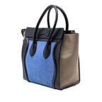 Micro Tricolor Calfskin and Suede Luggage Tote