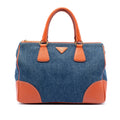 Saffiano Trimmed Denim Handbag
