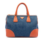 Saffiano Trimmed Denim Handbag
