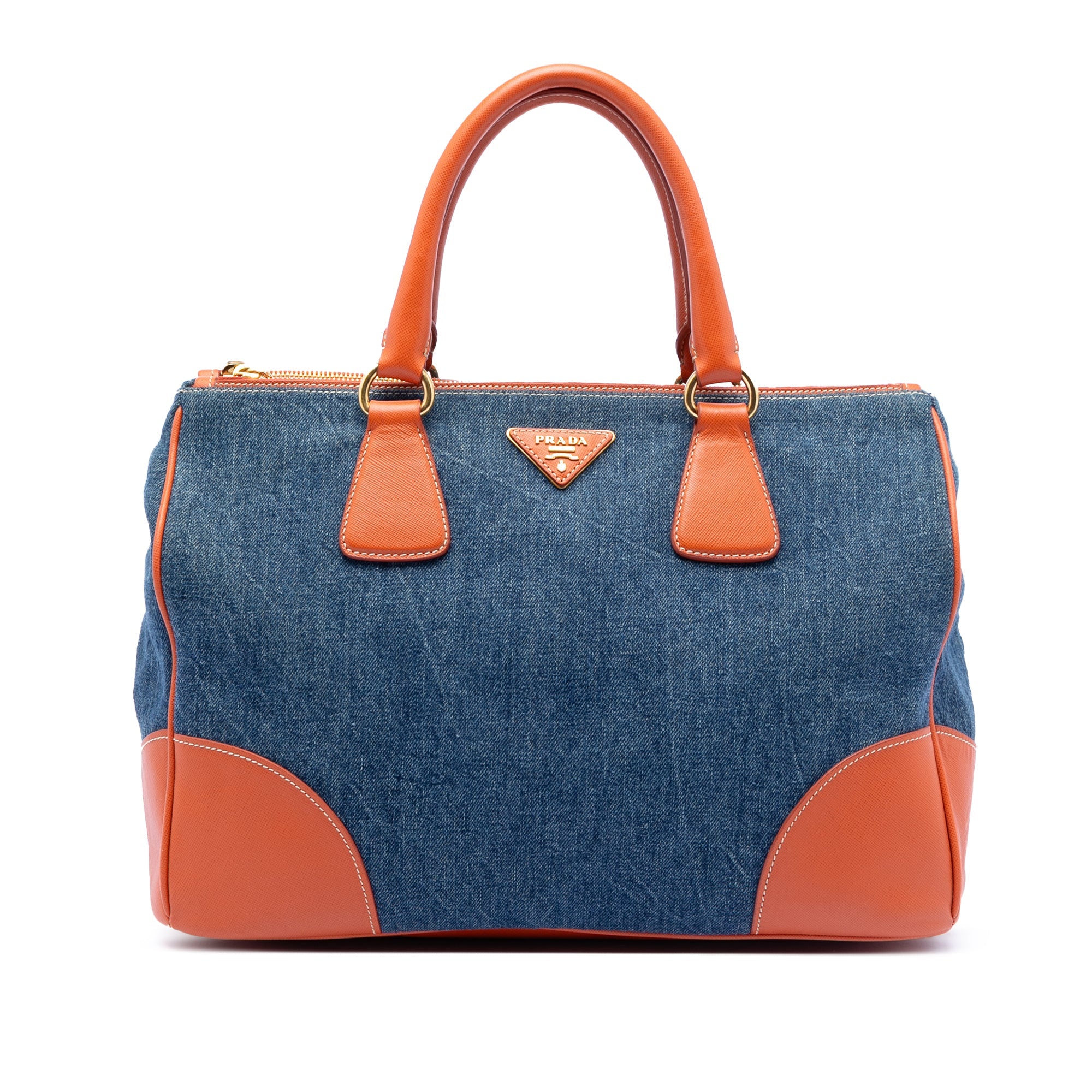 Saffiano Trimmed Denim Handbag
