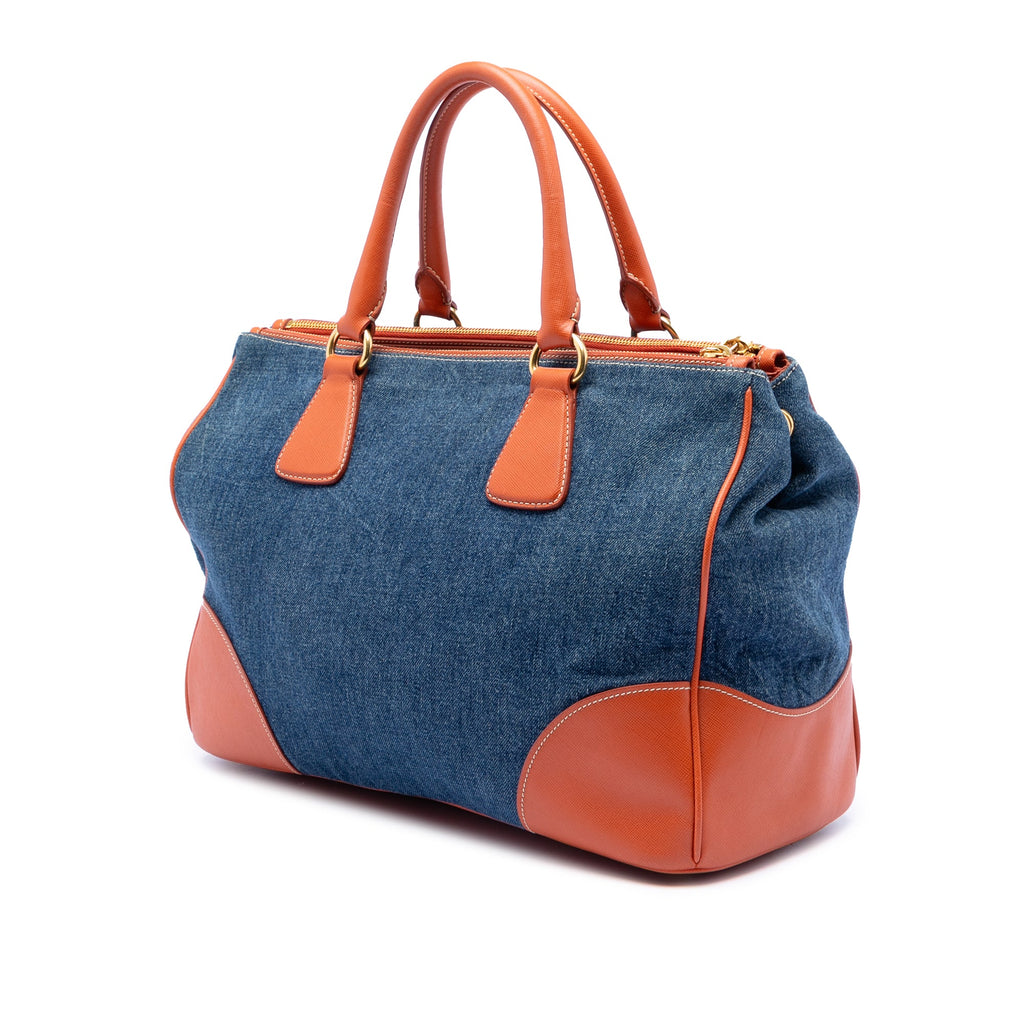 Saffiano Trimmed Denim Handbag