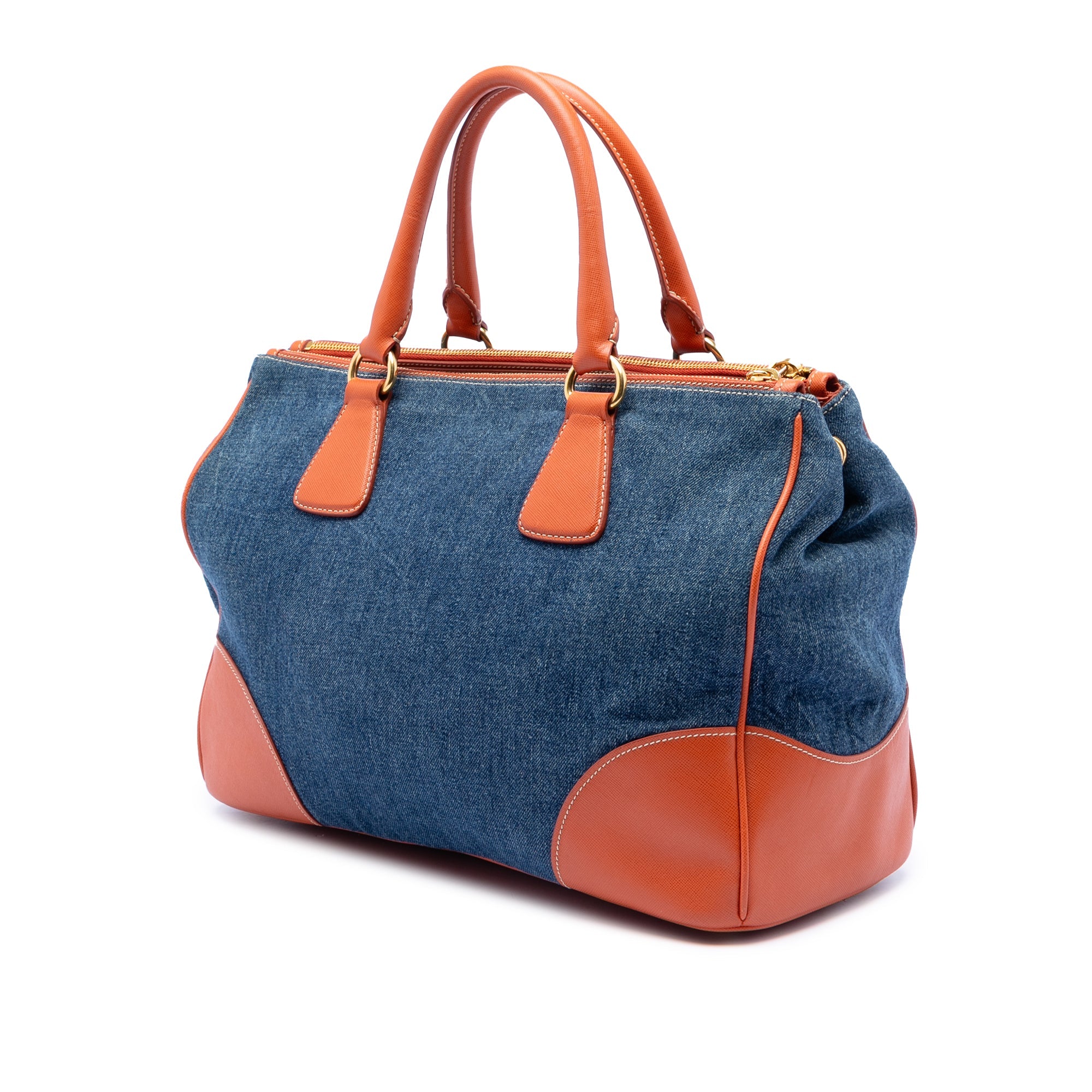 Saffiano Trimmed Denim Handbag
