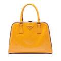 Bicolor Saffiano Vernice Pyramid Frame Handbag