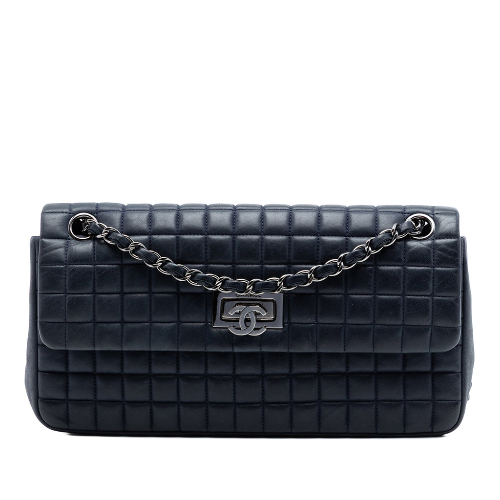 Chocolate Bar Iridescent Calfskin Bubble Flap