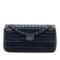 Chocolate Bar Iridescent Calfskin Bubble Flap