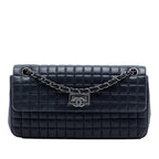 Chocolate Bar Iridescent Calfskin Bubble Flap