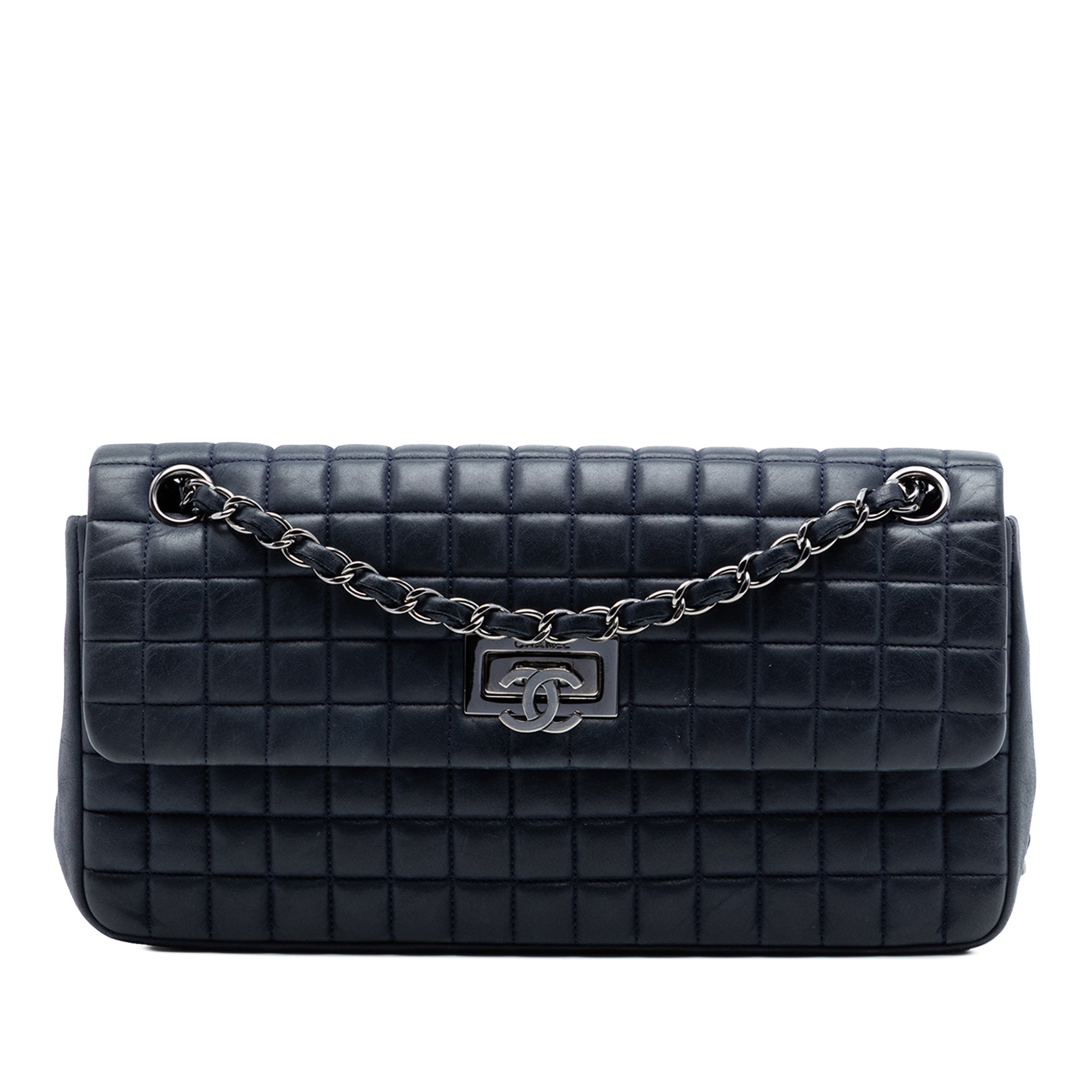 Chocolate Bar Iridescent Calfskin Bubble Flap